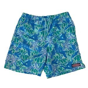 Vineyard Vines Chappy Trunks Turtle Print Boys Large 16 Swim Board Shorts Lined